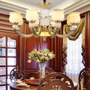 Axyaa Luxury Natural Jade Chinese Chandelier for Living Room Restaurant Villa Duplex