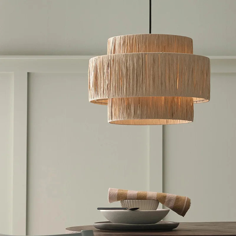 Axya Boho Rattan Ceiling Light: Hand-Woven Retro Design for Living Room, Bedroom & Restaurant