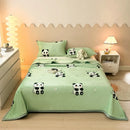 Axyaa Cartoon Panda Flannel Blanket Set with Pillowcases for Sofa Bed Bedspread
