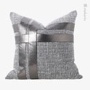 Axyaa Silver Gray PU Stitching Square Pillow Cushion - Luxury Model Room and Hotel Essential