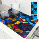 Kitchen Draining Mat Geometric Figures Quick Dry Bathroom Drain Pad by Axyaa