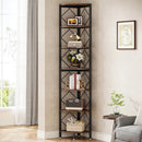Axyaa 7-Tier Tall Industrial Corner Bookcase for Small Spaces