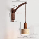 Axyaa Wabi Sabi LED Wall Sconce Yellow Travertine Swing Arm Vintage Room Lights