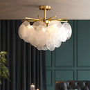 Axyaa Glass LED Chandelier: Modern Luxury Lighting Fixture for Living Room, Dining, and Bedroom