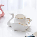 Axyaa Swan Ceramic Coffee Cup and Plate Set, 110ml Creative Mug