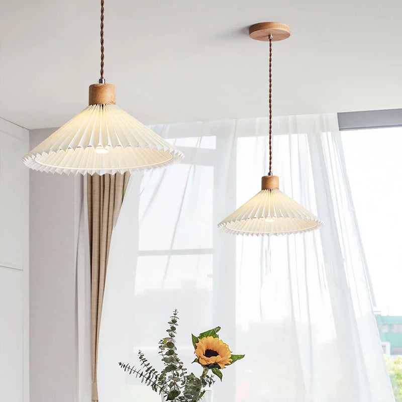 Nordic Pleated Pendant Lights with E27 Base for Dining Room by Axyaa