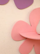 Axyaa Pink Purple Flower Wall Shelf: Kids Room Storage Rack, Floral Wall Hanging Decor