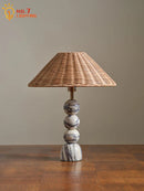 Axyaa Marble Table Lamp LED Rattan Weaving Desk Light for Elegant Spaces