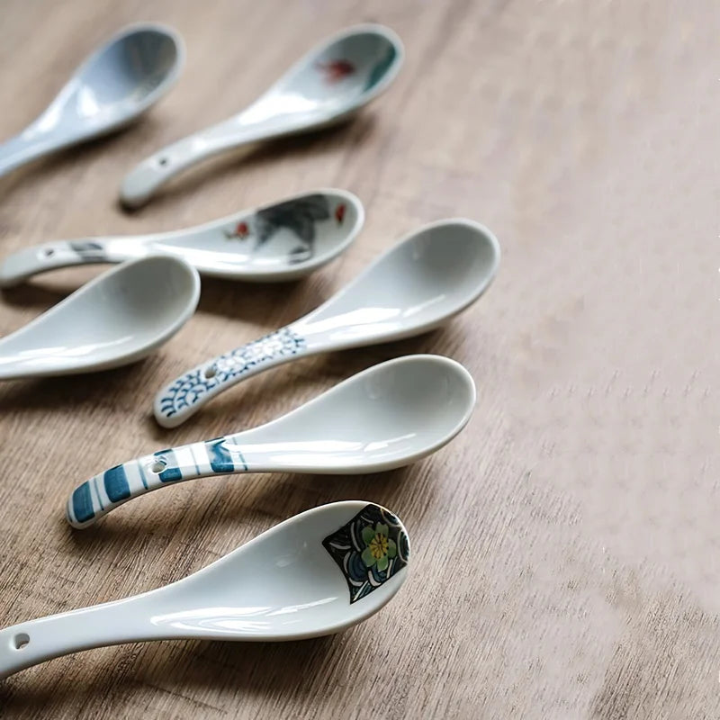 Axya Ceramic Spoon Dinner Set Bone Ladle Tableware Kitchenware Supply