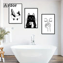 Axyaa Abstract Humour Woman Canvas Print Wall Art Bathroom Decor
