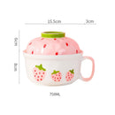 Axyaa Kawaii Strawberry Ramen Bowl with Lid - 700ml