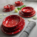 Axyaa Red & White Polka Dot 12pc Ceramic Dinnerware Set for 4
