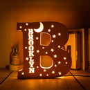 Axyaa Personalized LED Name Wall Decor Night Light with Stars for Family, Couples, Kids - Wooden Lamp