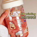 Axyaa 500ML Glass Water Bottle with Straw - Cute Juice Milk Tea Cup for Girls