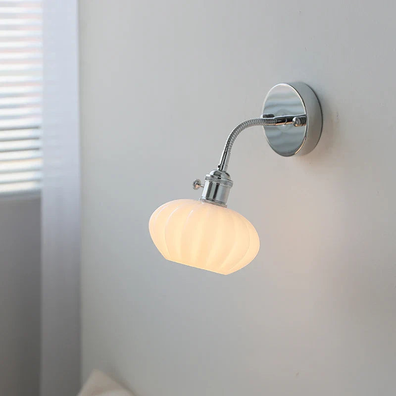 Axyaa Nordic LED Wall Sconce with Flexible Switch - White Glass Lampshade