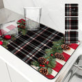 Axyaa Christmas Fir Desk Drain Pad: Non-slip Kitchen Counter Mat for Drying Dishware