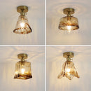 Axyaa Amber Glass LED Ceiling Lamp with Copper Socket for Home Lighting