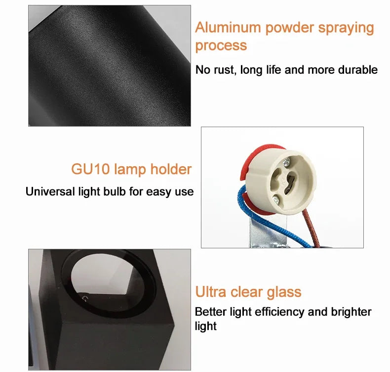 Axyaa Outdoor GU10 Wall Lamp, Die-cast Waterproof Lighting for Garden, Villa, and Fence