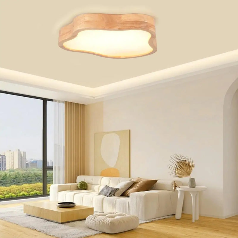 Modern Cloud Shape Wooden LED Ceiling Light for Home Living Room by Axya