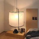 Axyaa White Linen Pendant Lamp: Nordic Design Bamboo LED Lighting for Indoor Spaces