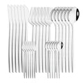 30-Piece Pink Silver Stainless Steel Dinnerware Set by Axyaa