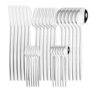 30-Piece Pink Silver Stainless Steel Dinnerware Set by Axyaa