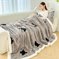 Axyaa Bear Printed Fleece Blanket Set - Warm Sofa Throw & Pillow Cases