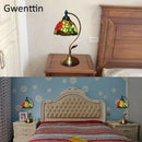 Axyaa Stained Glass Bedside Table Lamp Tiffany Art Decor for Bedroom Nightstand Lighting