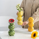 Axyaa Ceramic Vase Orange Lemon Watermelon Fruit Fresh Flower Tabletop Centerpiece