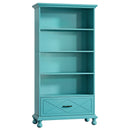 Axyaa 6-Shelf Bookcase with Drawer, 71" Tall, Solid Wood Legs