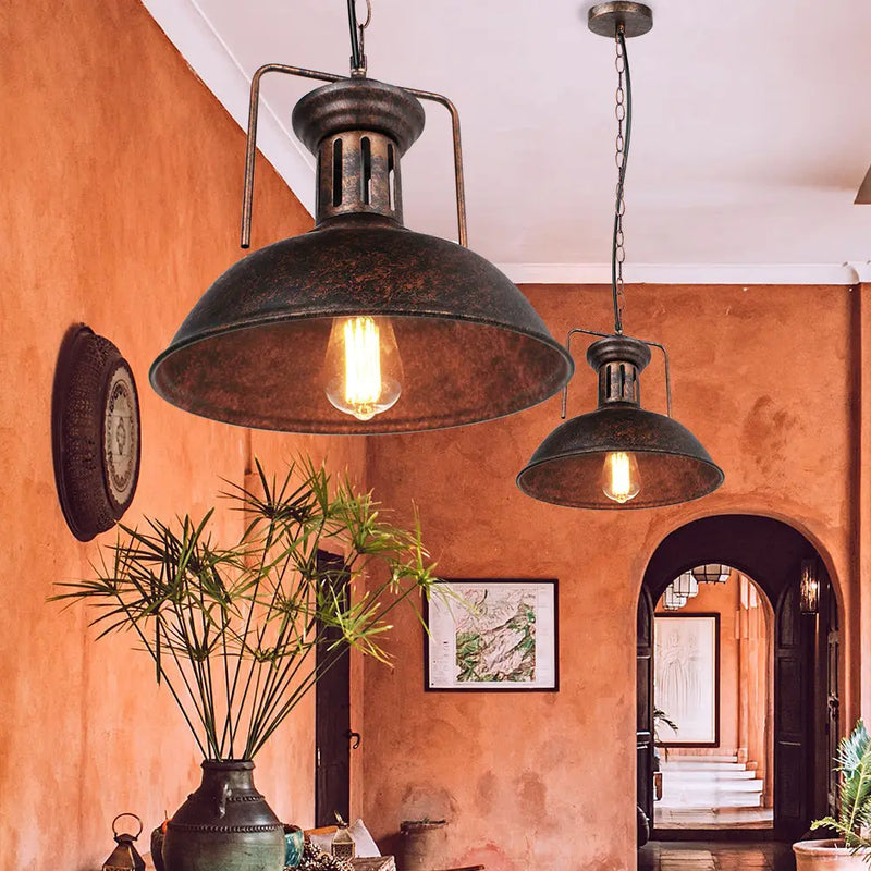 Vintage Rust Metal Chandeliers Pendant Lights for Home Decor by Axyaa