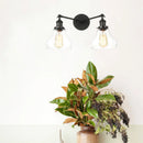 Axyaa Glass Black LED Wall Sconce 2 Heads Vintage Bedroom Bathroom Light