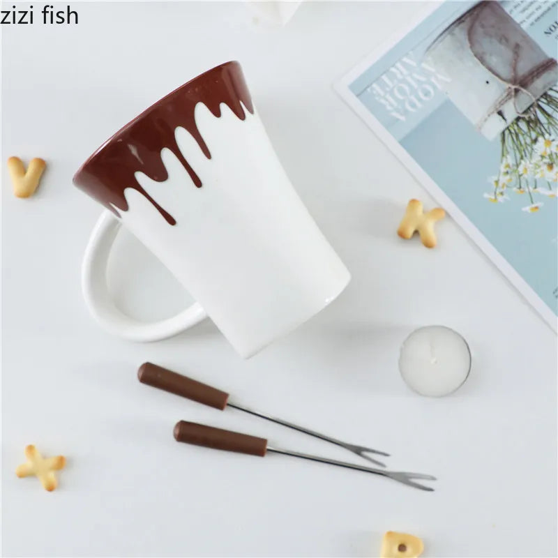 Axya Ceramic Chocolate Fondue & Cheese Melting Oven Coffee Milk Dessert Cups