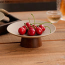 Axyaa Ceramic Fruit Plate with Wooden Storage Tray for Home Decor