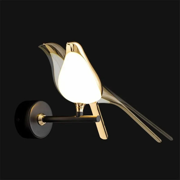 Axyaa Golden Bird LED Wall Lamp: Rotatable, Novelty Bedroom Sconce