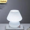 Axyaa Striped Glass Mushroom Table Lamp for Bedroom Decoration and Reading Lighting