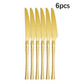 Axyaa 30-Piece Stainless Steel Tableware Set with Golden Waist Design