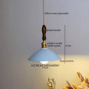 Axyaa Ceramic Wood Handle LED Pendant Light Fixture, Modern Style for Kitchen, Bedroom, Corridor