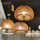 Axyaa Wood Pumpkin Birdcage Pendant Light, Adjustable E27 Tiffany Chandelier for Dining Room and Bedroom