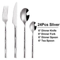 Axyaa Sliverware Set: 30Pcs Stainless Steel Cutlery with Bamboo Handle