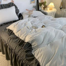Axyaa Princess Style Bedding Set - Woman's Solid Color Ruffles Duvet Cover & Sheets