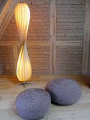 Axya Silent Wind Floor Lamp with Pleated Wooden Shade for Home Decor