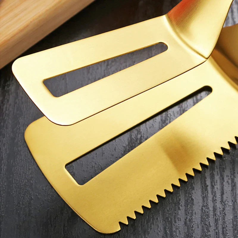 Axyaa Stainless Steel Steak Frying Spatula & Tongs Set for Home Kitchen