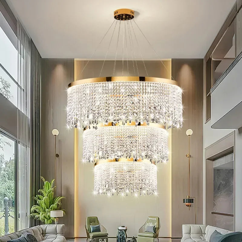 Axyaa Crystal Chandelier Pendant Light Fixture for Home Living Dining Room