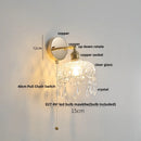 Axyaa Nordic LED Wall Sconce Clear Glass Reading Lamp with Pull Chain Switch