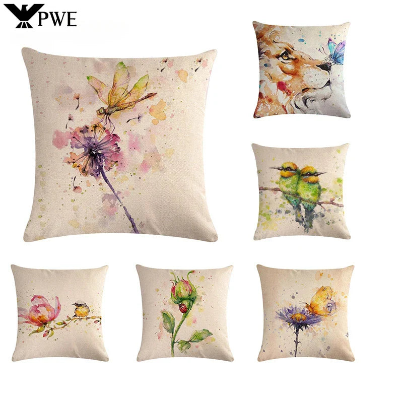 Animal Print Linen Pillowcase by Axyaa - Home Decor Cushion Cover