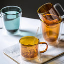 Axyaa Double-Layer Glass Mug with Handle, Heat-Resistant, Kawaii Design