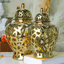 Golden Ceramic Vase for Artistic Flower Arrangement by Axyaa