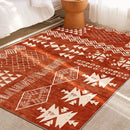 Axyaa Red Geometric Living Room Rug Festive Ethnic Style Christmas Decor Cozy Bedroom Mat