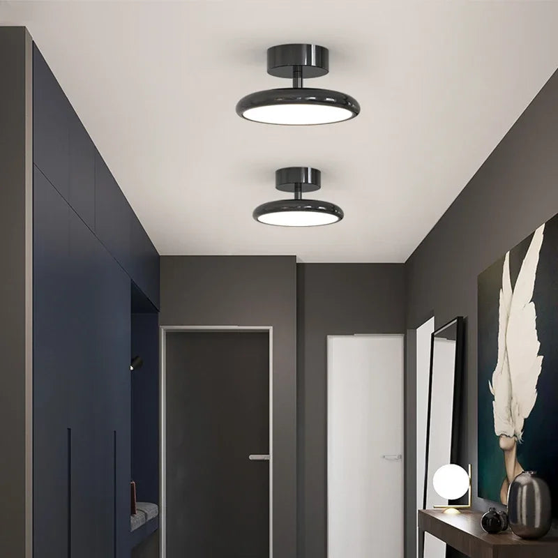 Axyaa Chrome Round LED Ceiling Light for Modern Living Spaces